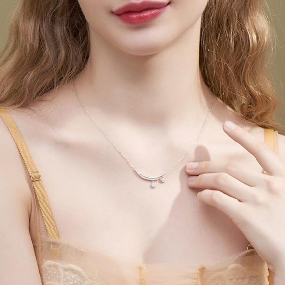 NEW 925 Sterling Silver Diamond Star Necklace - Picture 7 of 8